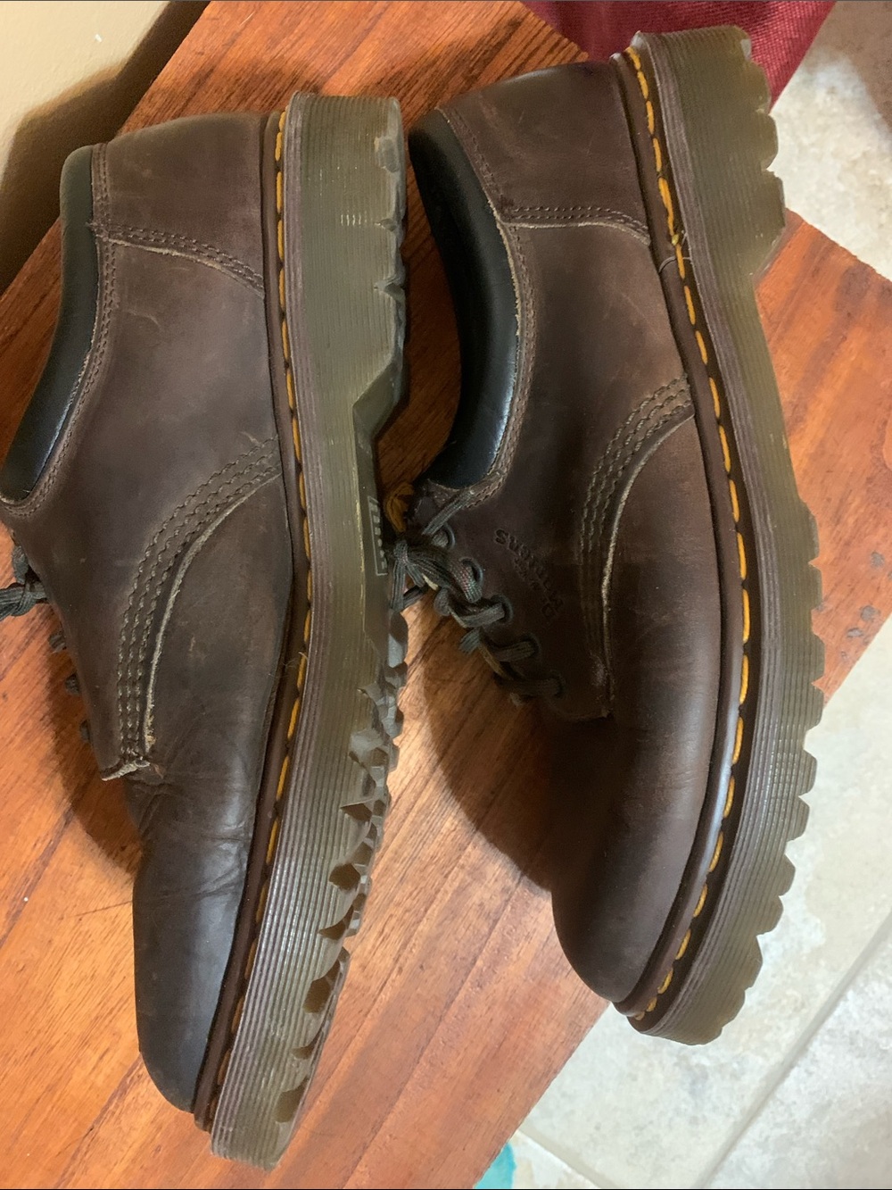Dr. MARTEN’S  Brown Leather Derby Shoes with Yellow Stitching size 11 UK - Picture 6 of 9